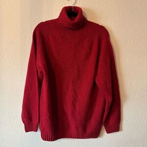 Harley of Scotland 100% New Wool Turtleneck Sweater in Deep Rudy Red